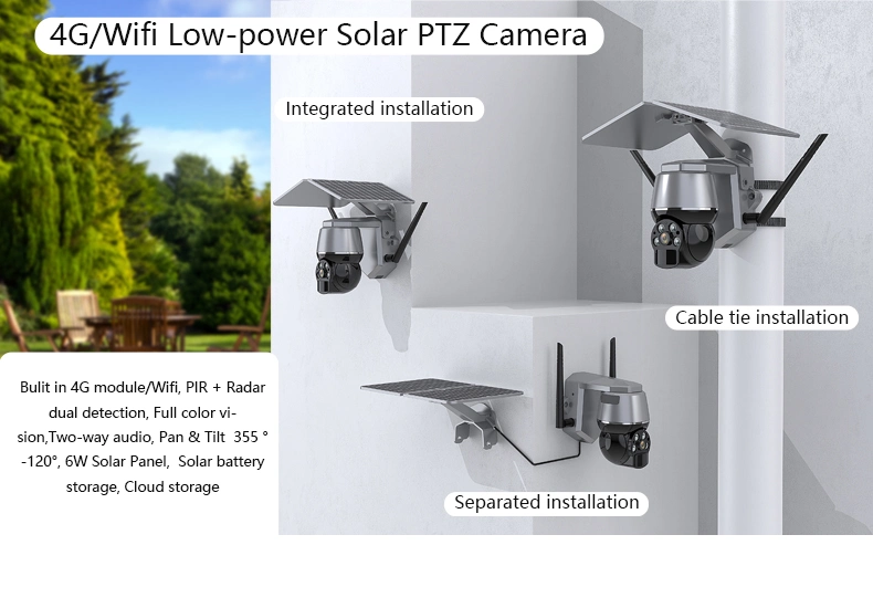 WiFi Low-Power Solar PTZ Camera Waterproof Camera for Outdoor Use