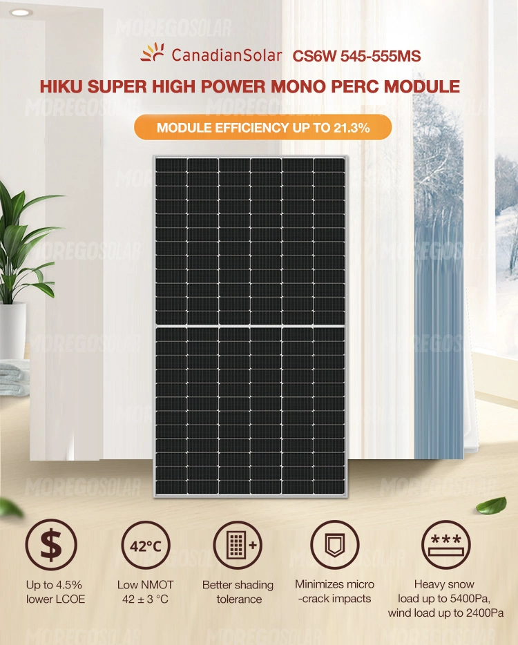 Fast Delivery Canadian 182mm Half Cell PV Panel 550W 555W Solar Panels for Solar Energy System